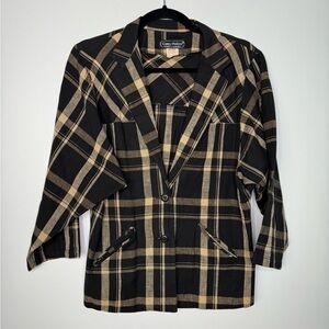 Vintage plaid cotton neutral blazer size 8